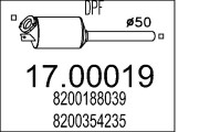 17.00019 Filtr pevnych castic, vyfukovy system MTS