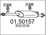 01.50157 MTS stredný tlmič výfuku 01.50157 MTS