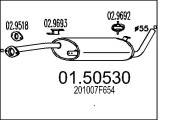 01.50530 MTS stredný tlmič výfuku 01.50530 MTS