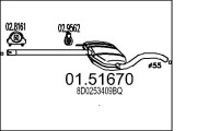 01.51670 MTS stredný tlmič výfuku 01.51670 MTS