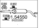 01.54550 MTS stredný tlmič výfuku 01.54550 MTS