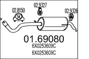 01.69080 MTS koncový tlmič výfuku 01.69080 MTS