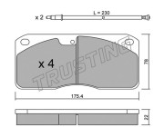 279.0W TRUSTING sada brzdových platničiek kotúčovej brzdy 279.0W TRUSTING