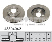 J3304043 Brzdový kotouč NIPPARTS