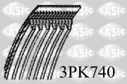 3PK740 SASIC ozubený klinový remeň 3PK740 SASIC