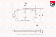 BP124 Sada brzdových destiček, kotoučová brzda FAI AutoParts