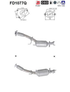 FD1077Q AS filter sadzí/pevných častíc výfukového systému FD1077Q AS