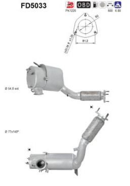 FD5033 AS filter sadzí/pevných častíc výfukového systému FD5033 AS