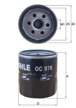 OC 976 Olejový filtr MAHLE