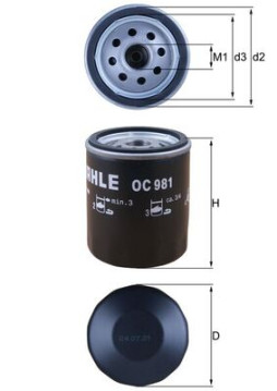 OC 981 Olejový filtr MAHLE