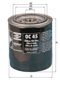 OC 45 Olejový filtr MAHLE