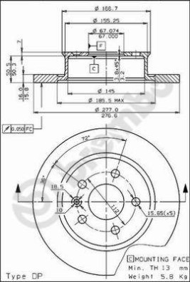 BS 7426 Brzdový kotouč BRECO