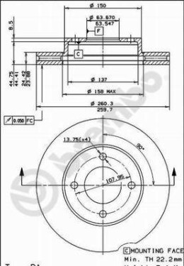 BS 8016 Brzdový kotouč BRECO