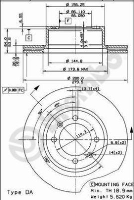 BS 8163 Brzdový kotouč BRECO