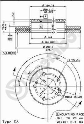 BS 8093 Brzdový kotouč BRECO