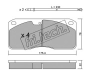 279.0W Sada brzdových destiček, kotoučová brzda fri.tech.