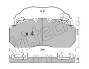 605.0 Sada brzdových destiček, kotoučová brzda fri.tech.