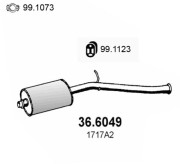 36.6049 Střední tlumič výfuku ASSO