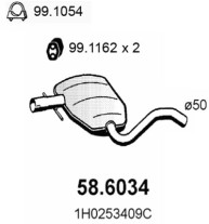 58.6034 ASSO stredný tlmič výfuku 58.6034 ASSO