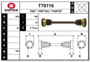 T78116 EAI hnací hriadeľ T78116 EAI