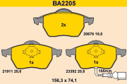 BA2205 Sada brzdových destiček, kotoučová brzda BARUM