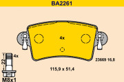 BA2261 Sada brzdových destiček, kotoučová brzda BARUM