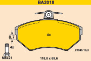 BA2018 BARUM sada brzdových platničiek kotúčovej brzdy BA2018 BARUM