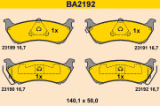 BA2192 Sada brzdových destiček, kotoučová brzda BARUM