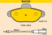 BA2302 Sada brzdových destiček, kotoučová brzda BARUM