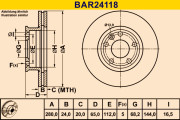 BAR24118 BARUM brzdový kotúč BAR24118 BARUM