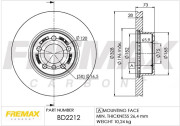 BD-2212 Brzdový kotouč Premium Black High Carbon + FREMAX