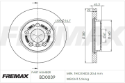 BD-0039 FREMAX brzdový kotúč BD-0039 FREMAX