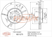 BD-1275 FREMAX brzdový kotúč BD-1275 FREMAX