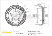 BD-6969 FREMAX brzdový bubon BD-6969 FREMAX