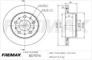 BD-7076 FREMAX brzdový kotúč BD-7076 FREMAX