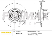 BD-7292 FREMAX brzdový kotúč BD-7292 FREMAX