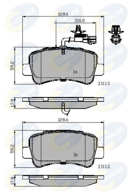 CBP12105 Sada brzdových destiček, kotoučová brzda Comline COMLINE