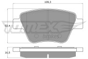 TX 16-59 Sada brzdových destiček, kotoučová brzda TOMEX Brakes