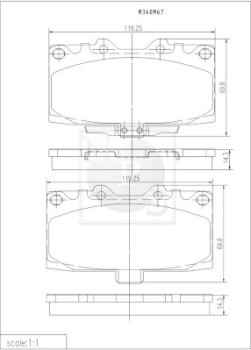 N360N67 Sada brzdových destiček, kotoučová brzda NPS