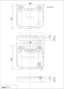 N361N05 Sada brzdových destiček, kotoučová brzda NPS