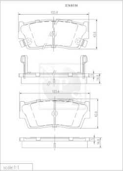S360I06 Sada brzdových destiček, kotoučová brzda NPS