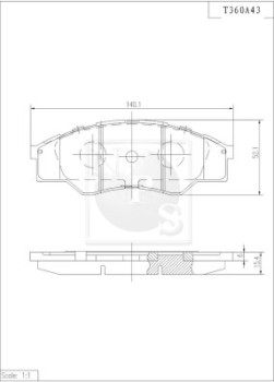 T360A43 Sada brzdových destiček, kotoučová brzda NPS