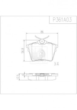 P361A03 NPS sada brzdových platničiek kotúčovej brzdy P361A03 NPS