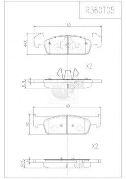 R360T05 NPS sada brzdových platničiek kotúčovej brzdy R360T05 NPS