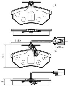 K606606 Sada brzdových destiček, kotoučová brzda VEMA