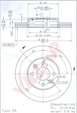 628.0556 Brzdový kotouč VILLAR