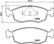 8DB 355 007-331 Sada brzdových destiček, kotoučová brzda HELLA PAGID