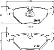 8DB 355 007-981 Sada brzdových destiček, kotoučová brzda HELLA PAGID