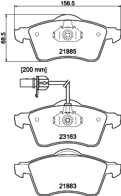 8DB 355 008-931 Sada brzdových destiček, kotoučová brzda HELLA PAGID