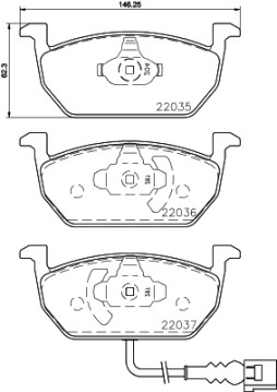 8DB 355 021-951 Sada brzdových destiček, kotoučová brzda HELLA PAGID